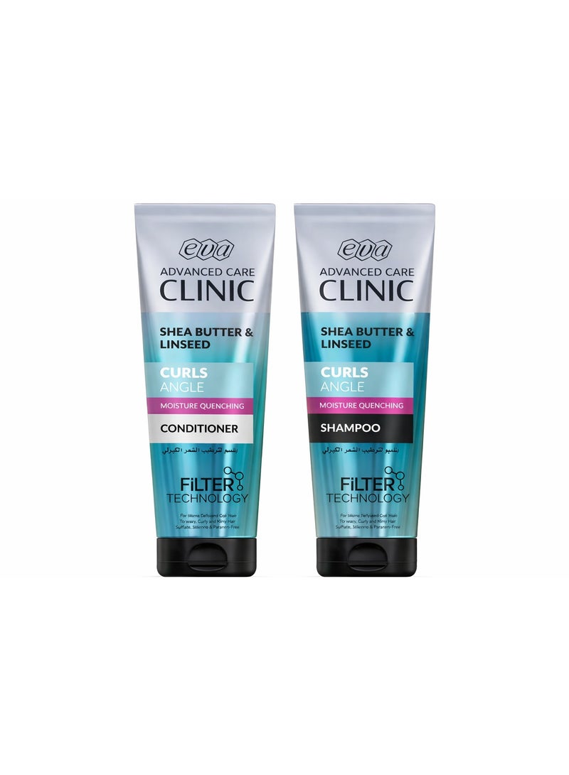 ايفا هير كلينيك شامبو وبلسم للشعر الكيرلي بزيت بذر الكتان وزبدة الشيا